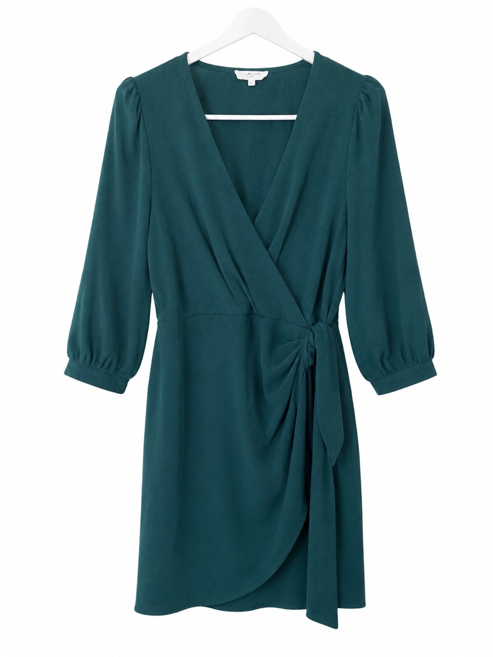 Women's Teal Wrap Dress with Tie Waist
